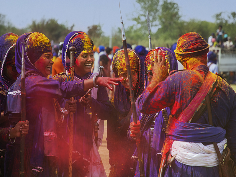 Nihang Sikhs Women  celebrate Hola Mohalla festival in Anandpur Sahib, Punjab, 2026.