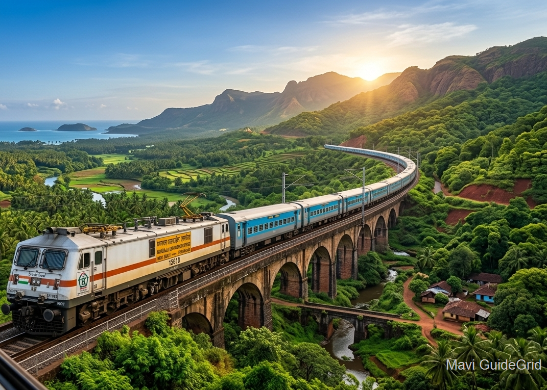 Scenic Konkan Railway route near Ratnagiri viewed from Mangala Express.