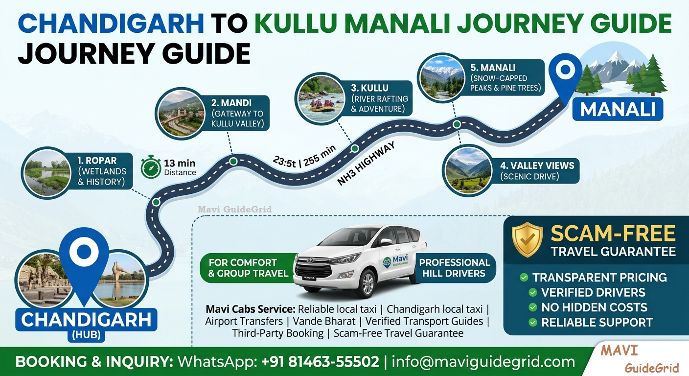 Mavi Cabs Service Area Map: Chandigarh to Kullu Manali Hill Route
